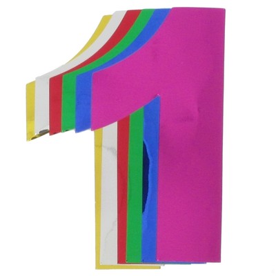 Foil Cutout Numeral 1 Assorted Colours Pk12 