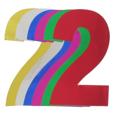 Foil Cutout Numeral 2 Assorted Colours Pk12 