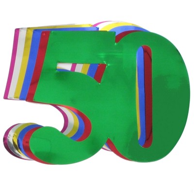Foil Cutout Numeral 50 Assorted Colours Pk12 
