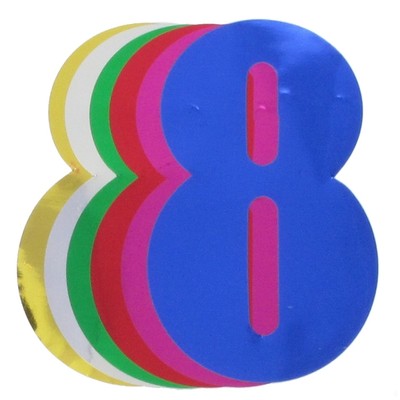 Foil Cutout Numeral 8 Assorted Colours Pk12 