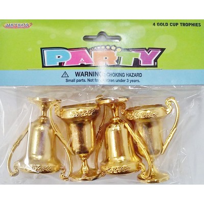Party Favours - Mini Gold Cup Trophies Pk 4