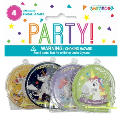 Unicorn Pinball Game Party Favours Pk 4