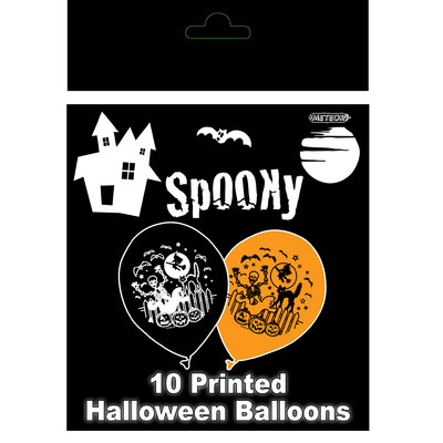Halloween Spooky Design Latex Balloons Pk 10