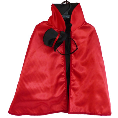 Child Halloween Costume - Red & Black Vampire Cape with Headband Pk 2