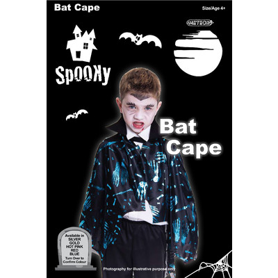 Black & Silver Halloween Bat Cape (Child) Pk 1