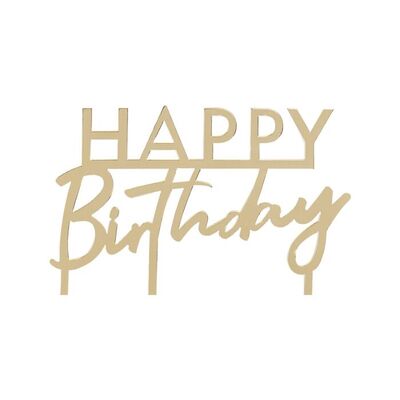 Ginger Ray Gold Acrylic Happy Birthday Cake Topper Pk 1