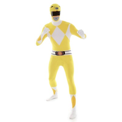 Adult Yellow Power Ranger Morphsuit Costume Size XL