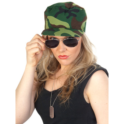 Military Set - Camo Cap, Glasses & Dog Tag Pk 1 