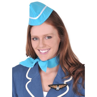 Air Hostess Costume Set - Hat Scarf & Badge Pk 1
