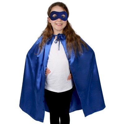 Child Super Hero Satin Cape & Eye Mask Set - Blue