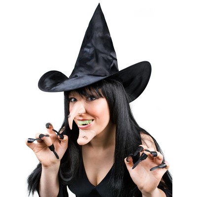 Witch Costume Set (Hat, Teeth, Nose, Pointy Chin & Claws) Pk 1
