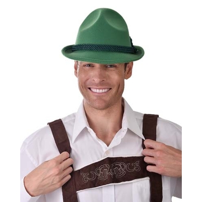 Oktoberfest Green Felt Fedora Hat with Rope Trim (Pk 1)