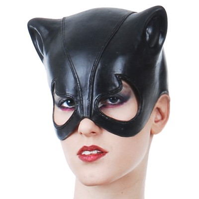 Female Cat Black PVC Party Mask Pk 1 