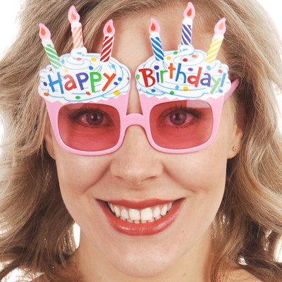 Happy Birthday Pink Cupcake Glasses Pk 1