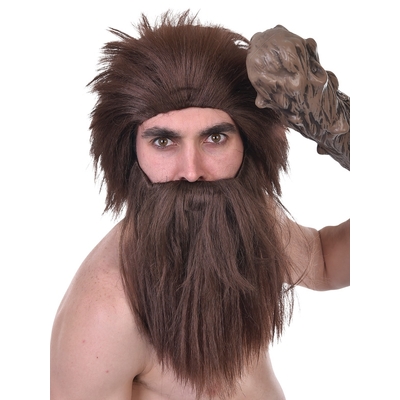 Wig & Beard Caveman Brown Pk1