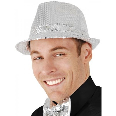 Silver Sequin Trilby Hat Pk 1 
