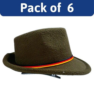 Mini Dark Green German Oktoberfest Hat on Clips Pack of 6 | Bavarian Costume Hair Accessories