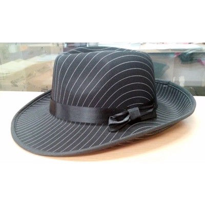 Black Pinstripe Gangster Hat Pk 1