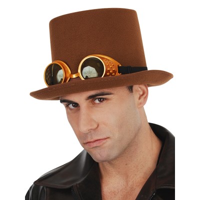 Brown Steampunk Top Hat with Goggles Pk 1