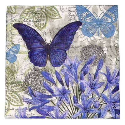 Blue Butterfly Paper Lunch Napkins 2 Ply Pk 20