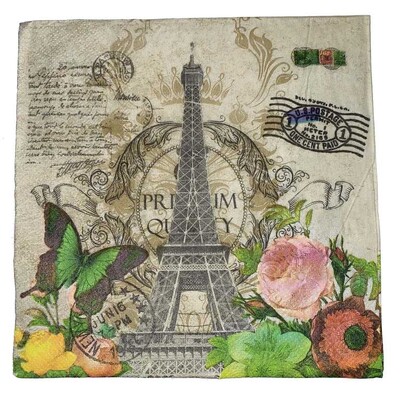 Paris Butterfly Paper Lunch Napkins 2 Ply Pk 20 