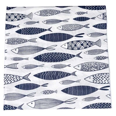 Blue Fish Paper Lunch Napkins 2 Ply Pk 20