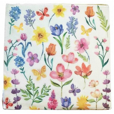 Colourful Floral Paper Lunch Napkins 2 Ply Pk 20