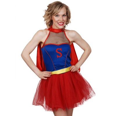Adult Super Hero Dress with Cape (Small) Pk 1