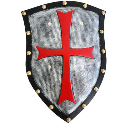 Metal Look Knight Shield with Red Cross 50cm
