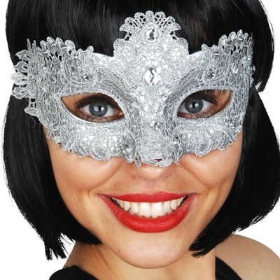 Crystal Silver Lace Eye Mask Pk 1
