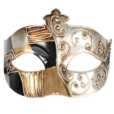 Silver, Black & Gold Masquerade Mask - Tivoli Warrior Pk1 
