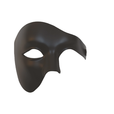 Black Maestro Eye Mask - One Eye Masquerade Costume Mask with Ribbon Tie
