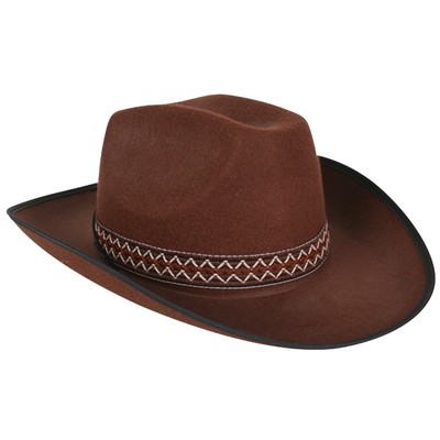 Brown Cowboy Hat With Woven Band Pk 1 