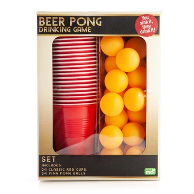 Beer Pong Drinking Game Set (24 Red Cups & 24 Ping Pong Balls) Pk 1 