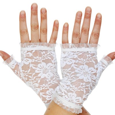 White Lace Fingerless Gloves (1 Pair)