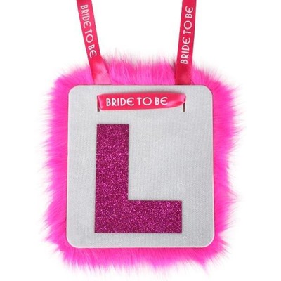 Bride to Be L Plate with Fluff and Ribbon Pk 1