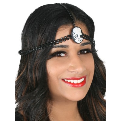 Black Headband Jewellery with Cameo Skeleton Pk 1