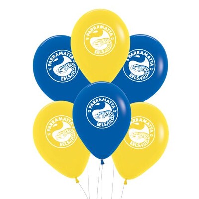 Parramatta Eels NRL Supporter Team Balloons 30cm 6 Pack Licensed Latex