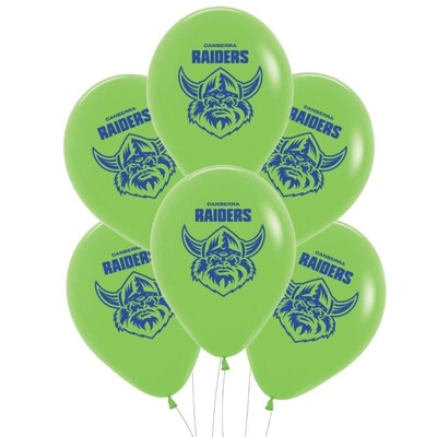 Canberra Raiders NRL Supporter Team Balloons 30cm 6 Pack Licensed Latex