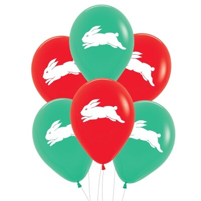 South Sydney Rabbitohs NRL Supporter Team Balloons 30cm 6 Pack Licensed Latex