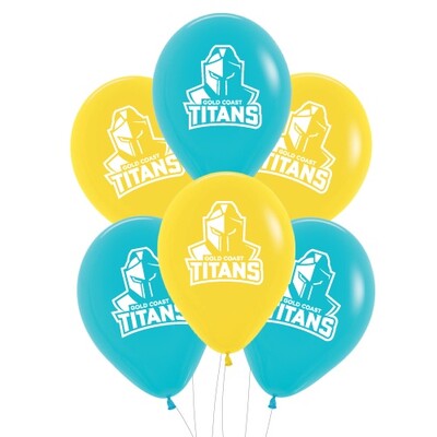 Gold Coast Titans NRL Supporter Team Balloons 30cm 6 Pack Licensed Latex