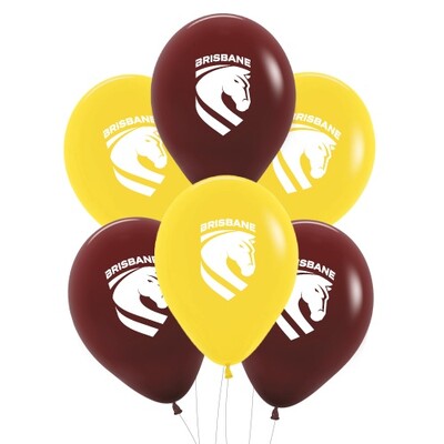 Brisbane Broncos NRL Supporter Team Balloons 30cm 6 Pack Licensed Latex