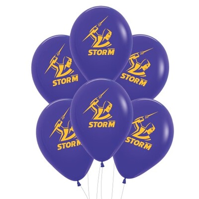 Melbourne Storm NRL Supporter Team Balloons 30cm 6 Pack Licensed Latex