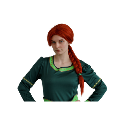 Adult Green Ogre Princess Wig - Dark Orange Single Braid Costume Wig