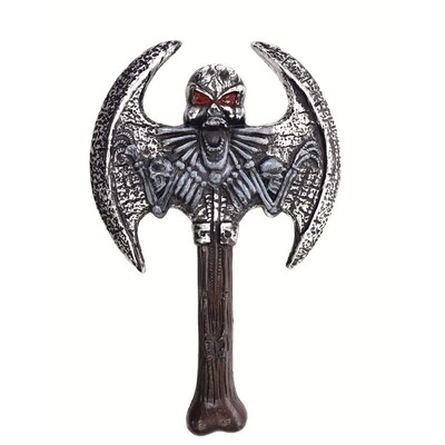 Fake Plastic Double Edged Axe with Skull (35cm) Pk 1