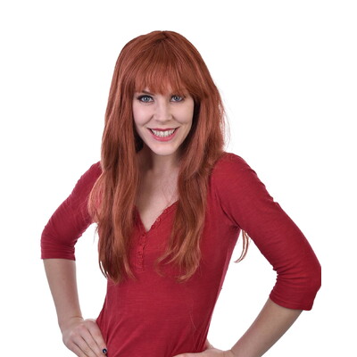 Long Auburn Jessica With Fringe Costume Wig
