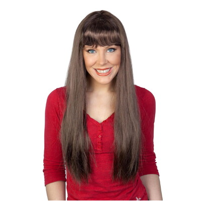 Long Brown Jessica With Fringe Costume Wig