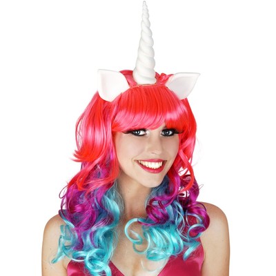 Faith Unicorn Pink, Blue & Purple Curls Deluxe Wig Pk 1 
