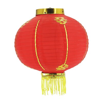 Red & Gold Chinese Fabric Lantern Decoration