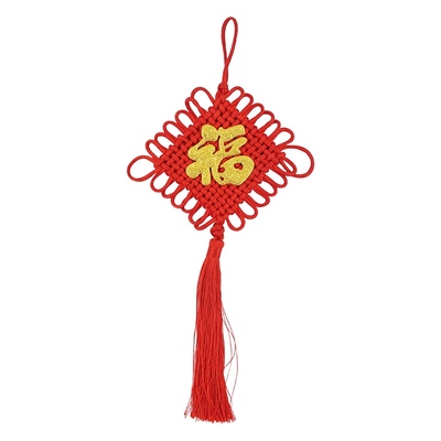 Red & Gold Chinese Fortune Knot Tassel Pendant Decoration